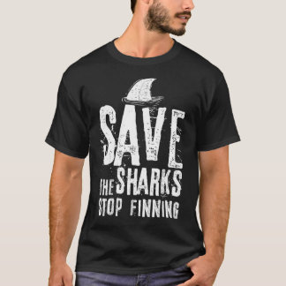 Camiseta Distressed Sharks Fin Stop Finning Environmental V