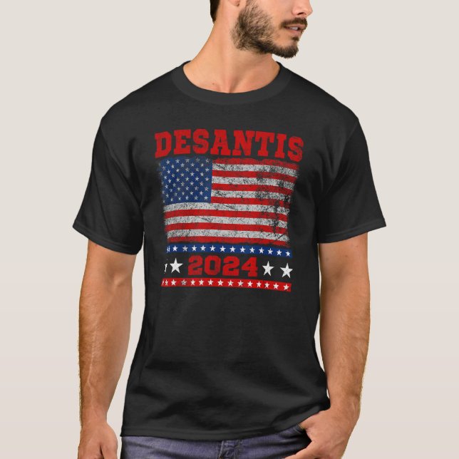 Camiseta Distressed Style American Flag Desantis 2024 (Anverso)