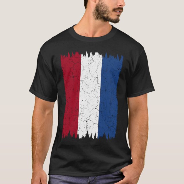 Camiseta Distressed Style Dutch Vertical Flag of Netherland (Anverso)