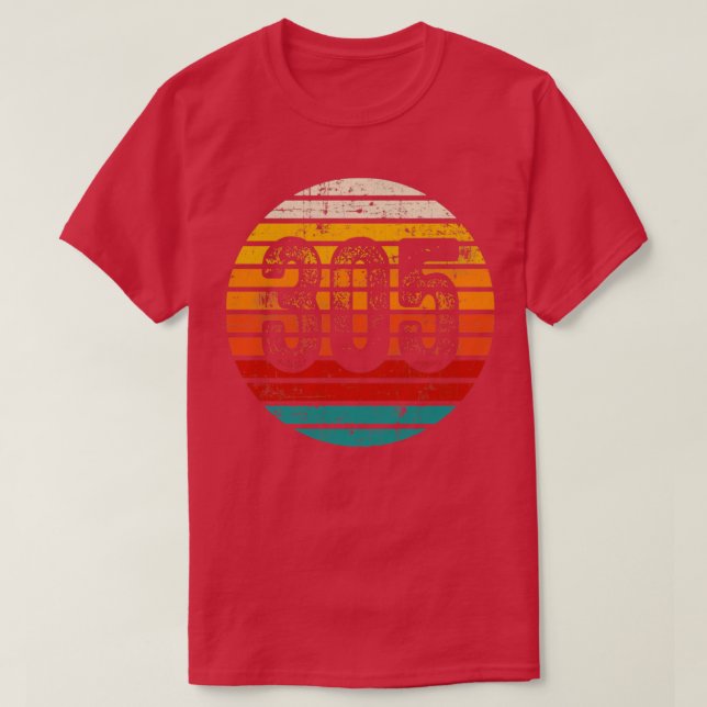Camiseta Distressed Vintage Sunset 305 Area Code (Diseño del anverso)