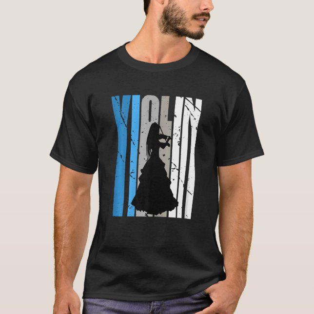 Camiseta Distressed Violin Player Retro Female Words Text R (Anverso)