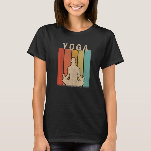 Camiseta Distressed Yoga  Men Women Cute Yoga Retro (Anverso)