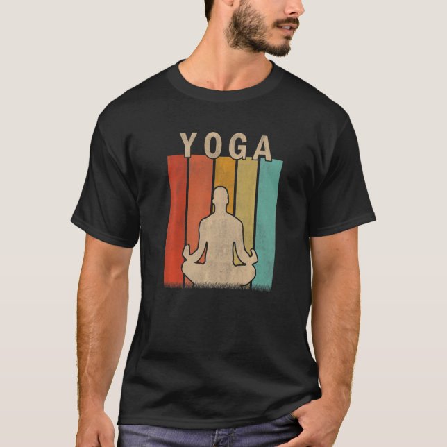 Camiseta Distressed Yoga  Men Women Cute Yoga Retro (Anverso)