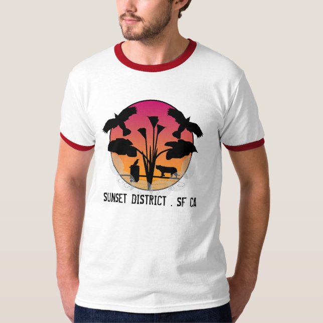 CAMISETA DISTRITO DE LA PUESTA DEL SOL. SF CA (Anverso)