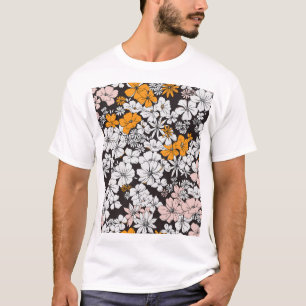 Camiseta Ditsy Floral: Colorido Fondo Oscuro.