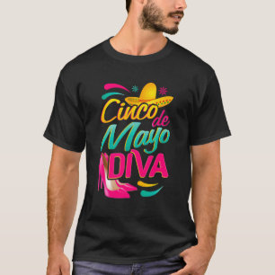 Camiseta Diva Cinco De Mayo Con Sombrero Mexicano Y Fus
