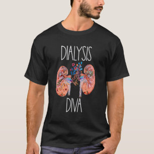 Camiseta Diva de diálisis floral riñón nefrología enfermera