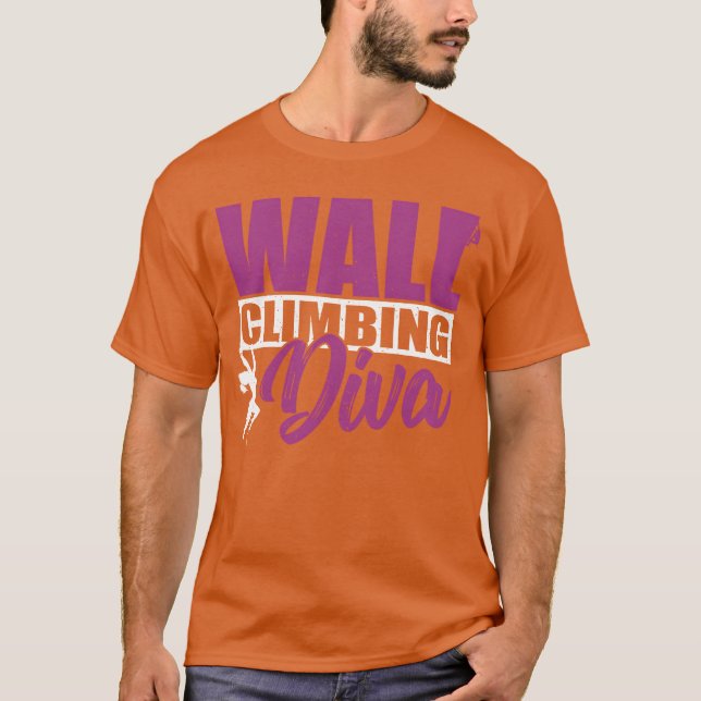 Camiseta Diva de escalada en pared roca divertida (Anverso)
