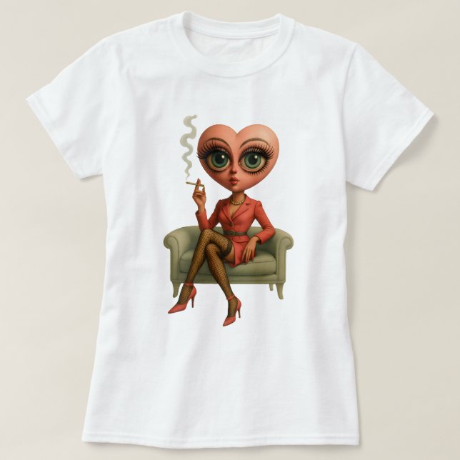 Camiseta Diva de la cabeza del corazón, amor, moda (Diseño del anverso)