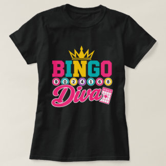 Camiseta Diva del Bingo Reina Afortunada Corona Bi