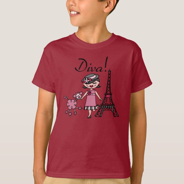 Camiseta Diva del pelo negro (Anverso)