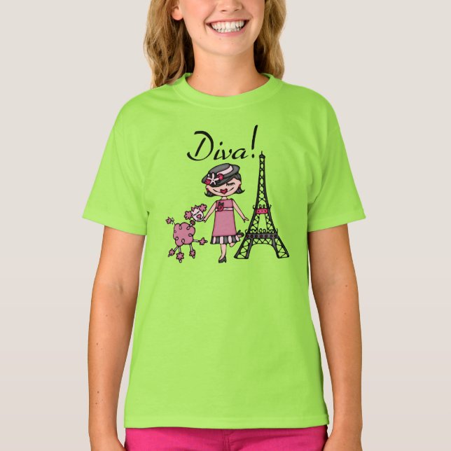 Camiseta Diva del pelo negro (Anverso)