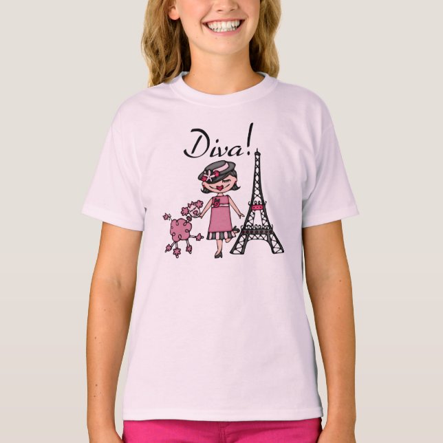 Camiseta Diva del pelo negro (Anverso)