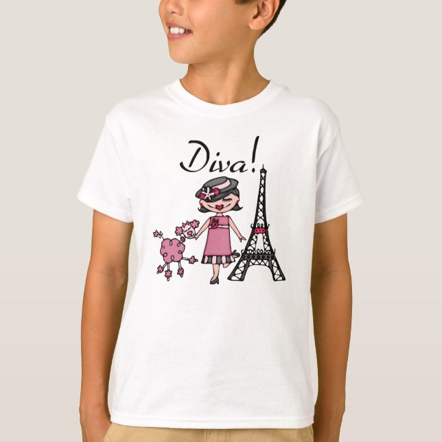 Camiseta Diva del pelo negro (Anverso)