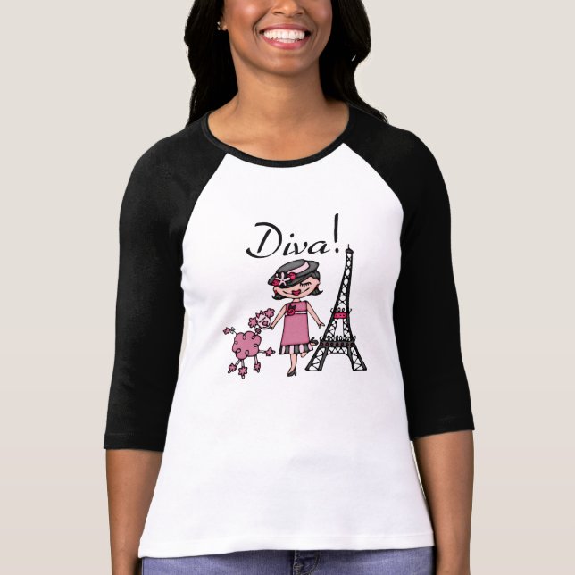 Camiseta Diva del pelo negro (Anverso)