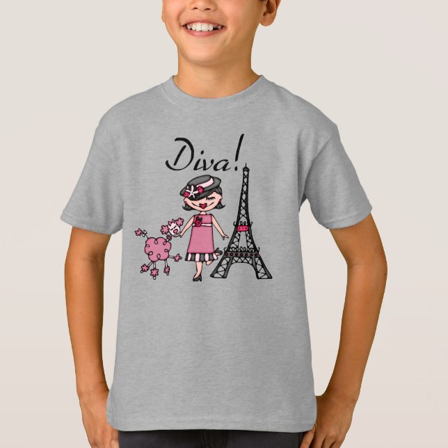 Camiseta Diva del pelo negro (Anverso)