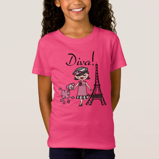 Camiseta Diva del pelo negro (Anverso)