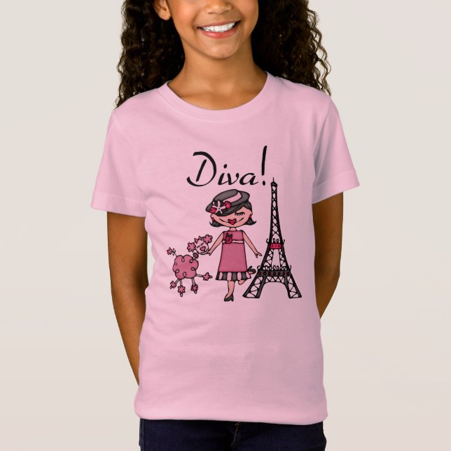 Camiseta Diva del pelo negro (Anverso)