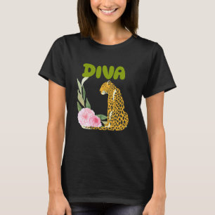 Camiseta DIVA Leopardo Pantera Gato Animal ,Diva y