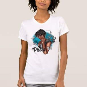 Camiseta Diva soñadora de Piscis negra con encanto etéreo