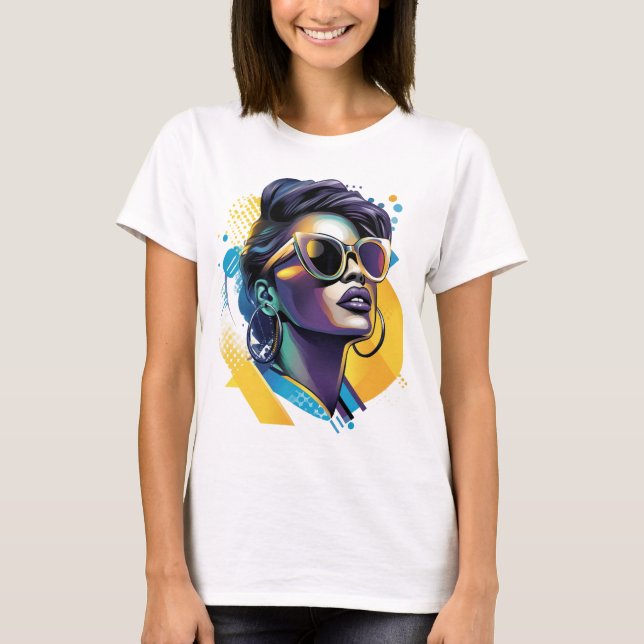 Camiseta Diva urbana - Retrato vectorial audaz del glamour  (Anverso)
