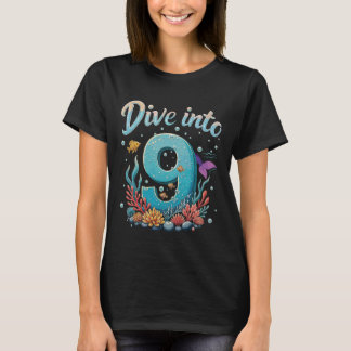 Camiseta Dive Into 9 Ocean Theme 9th Birthday or Anniversar