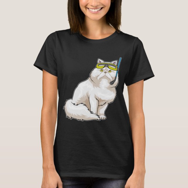 Camiseta Diver Snorkel, un gato persa (Anverso)