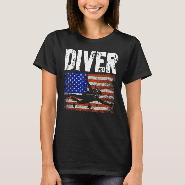 Camiseta Diver US American Flag Dive Scuba Diving (Anverso)