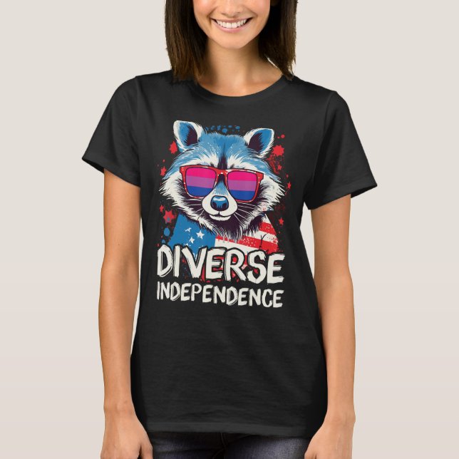 Camiseta Diverse Independence Raccoon Bisexual Sunglasses F (Anverso)
