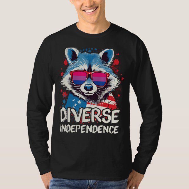 Camiseta Diverse Independence Raccoon Bisexual Sunglasses F (Anverso)