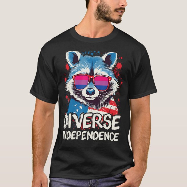 Camiseta Diverse Independence Raccoon Bisexual Sunglasses F (Anverso)
