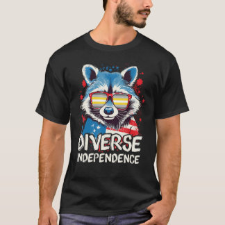 Camiseta Diverse Independence  Raccoon Demigender Sunglasse