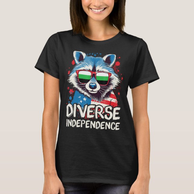 Camiseta Diverse Independence  Raccoon Neutrois Sunglasses  (Anverso)