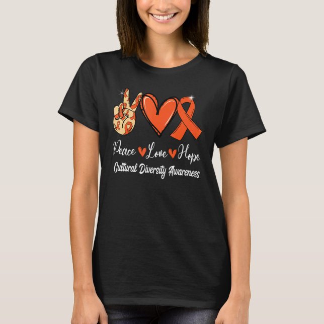 Camiseta Diversidad Cultural Conciencia Paz Amor Esperanza  (Anverso)