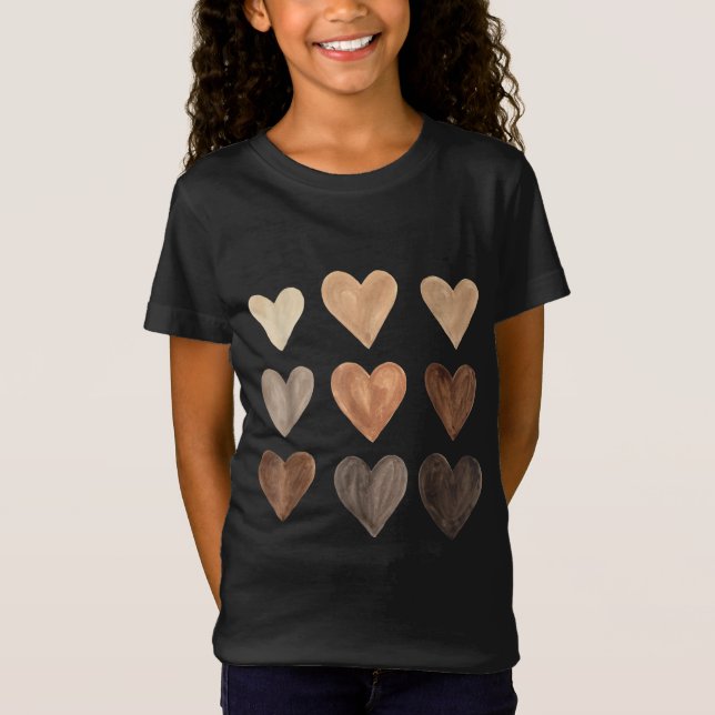 Camiseta Diversidad de los tonos de piel del corazón Orgull (Anverso)