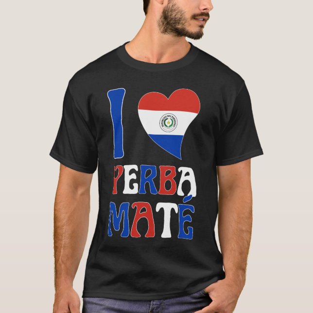 Camiseta Diversión Bandera de Paraguay me encanta YERBA MAT (Anverso)