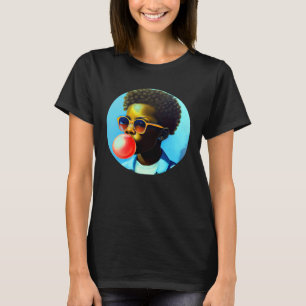 Camiseta Diversión Chicle Burbuja Alegría Joven Niño Negro 