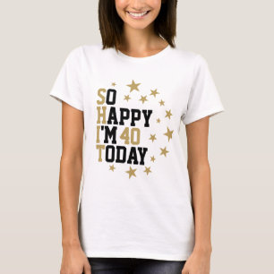 Camiseta Diversión Cumpleaños Negro y Dorado Estrellas Pers