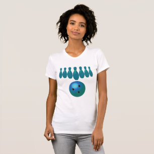 Camiseta Diversión de Bolos con Bola y Bolos