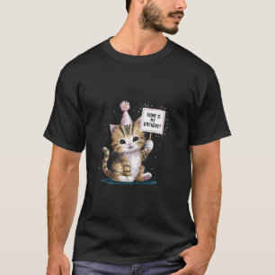 Camiseta Diversión de cumpleaños de gato lindo, hoy es mi c