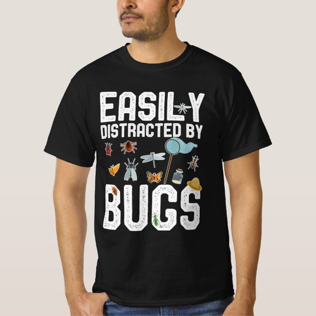 Camiseta Diversión de entomólogo dice fácilmente distraída  (Anverso)