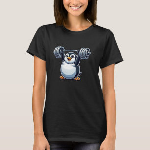 Camiseta Diversión de fitness de Cute Penguin Barbell