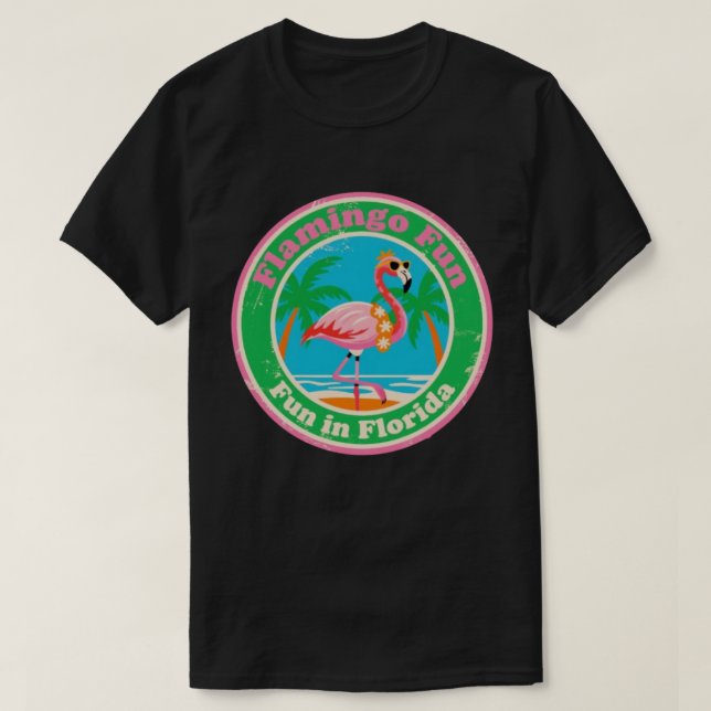 Camiseta Diversión de Flamenco Vintage en la Playa de Flori (Diseño del anverso)