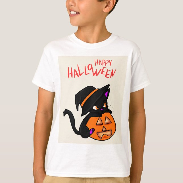 Camiseta Diversión de Halloween de un gato lindo - ¡Celebra (Anverso)