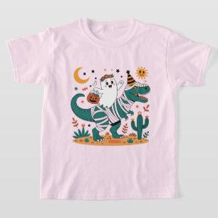Camiseta Diversión de Halloween! Fantasma en T-Rex envuelto