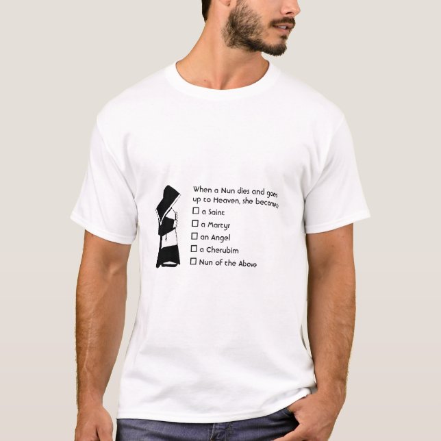 Camiseta Diversión de la pistola - humor puro, Chiste Nun H (Anverso)