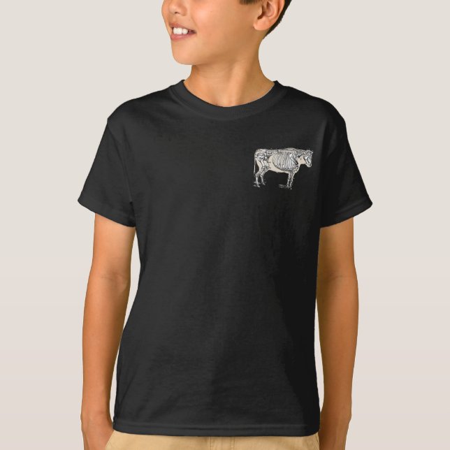 Camiseta Diversión de los huesos del esqueleto de la vaca a (Anverso)