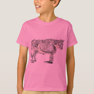 Camiseta Diversión de los huesos del esqueleto de la vaca a