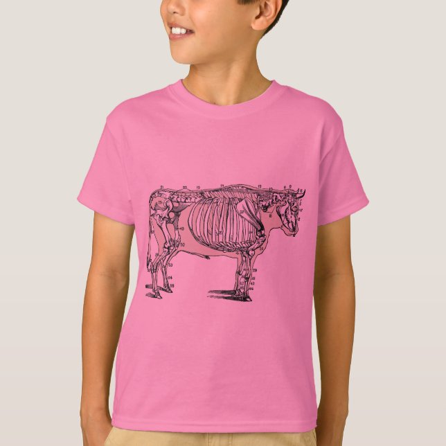 Camiseta Diversión de los huesos del esqueleto de la vaca a (Anverso)