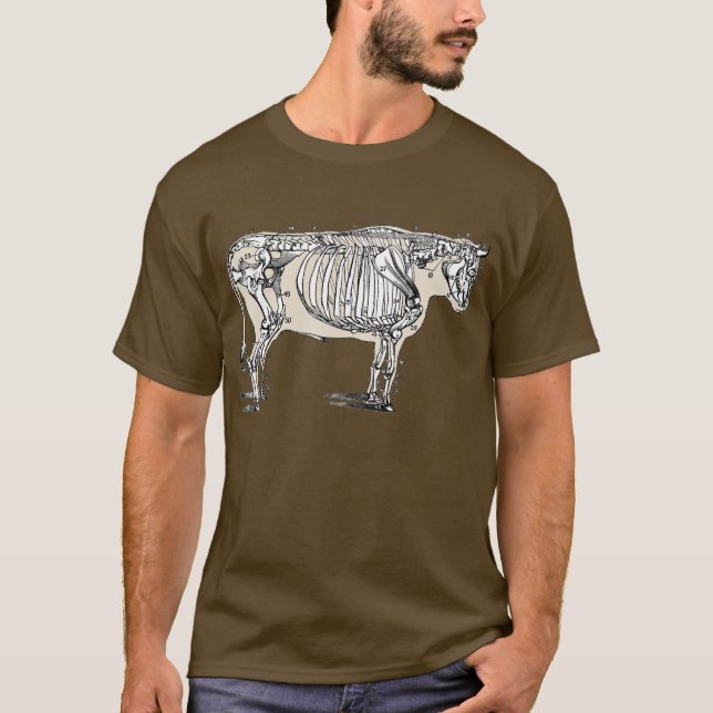 Camiseta Diversión de los huesos del esqueleto de la vaca a (Anverso)